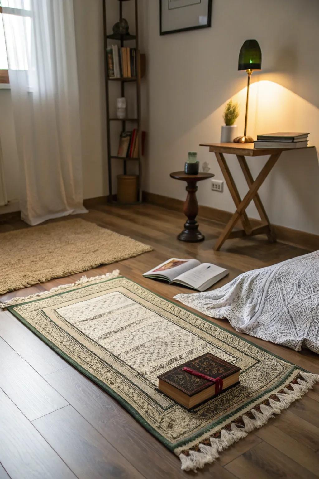 A specialized prayer mat can enrich your spiritual rituals.