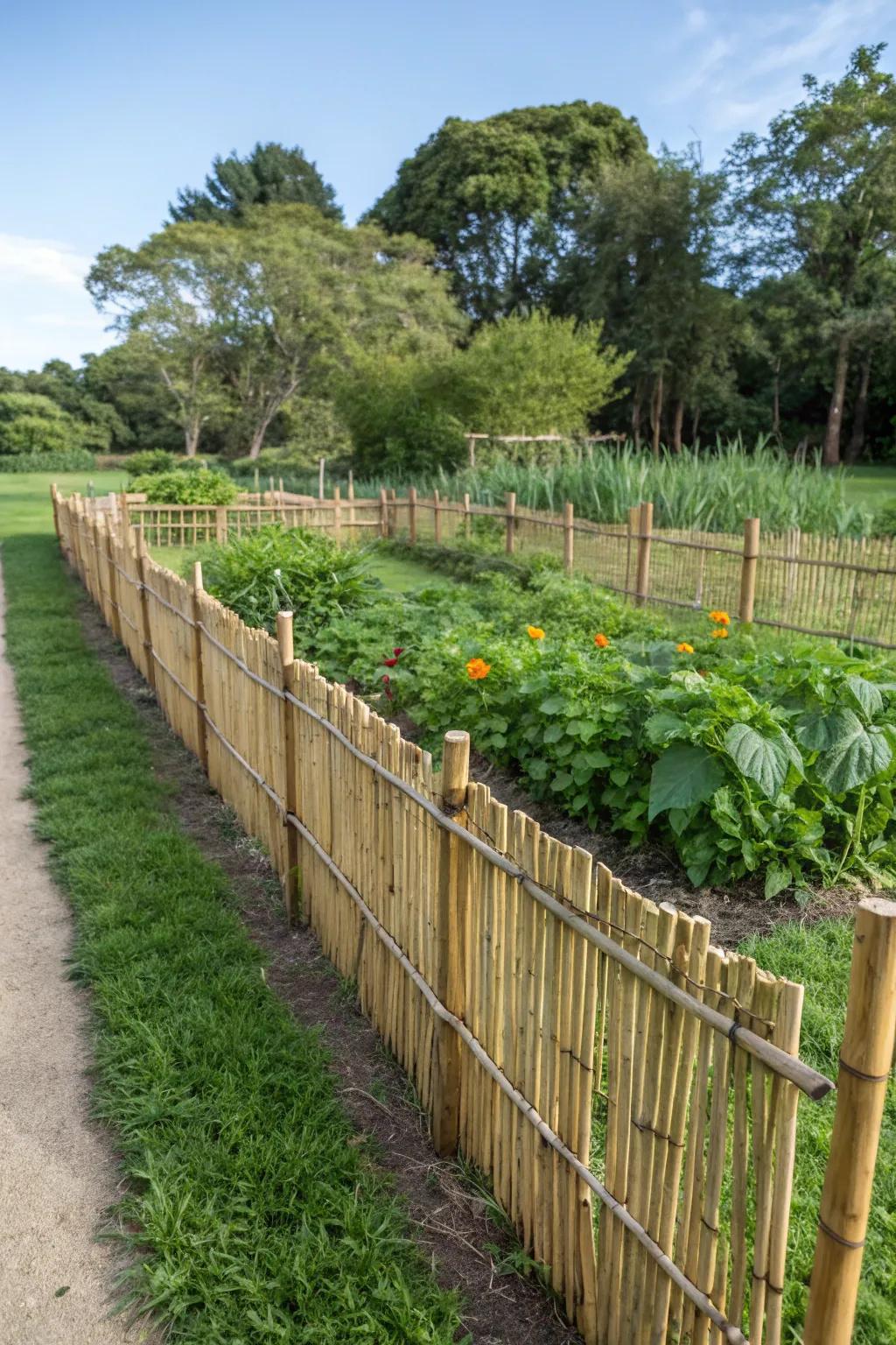 Eco-friendly cane dividers for a sustainable ranch.