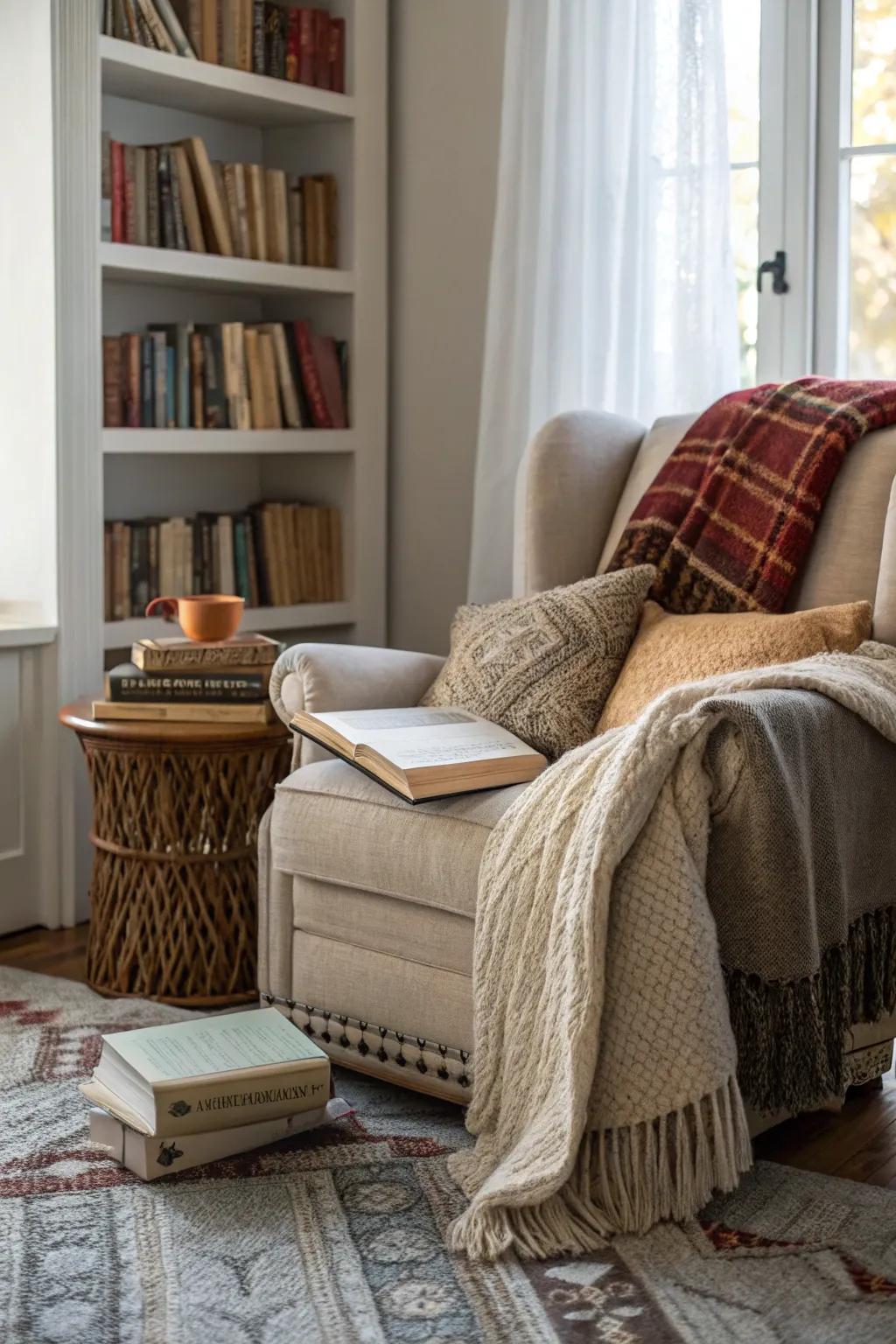 A spot for reading with layered style for the ultimate comfort.