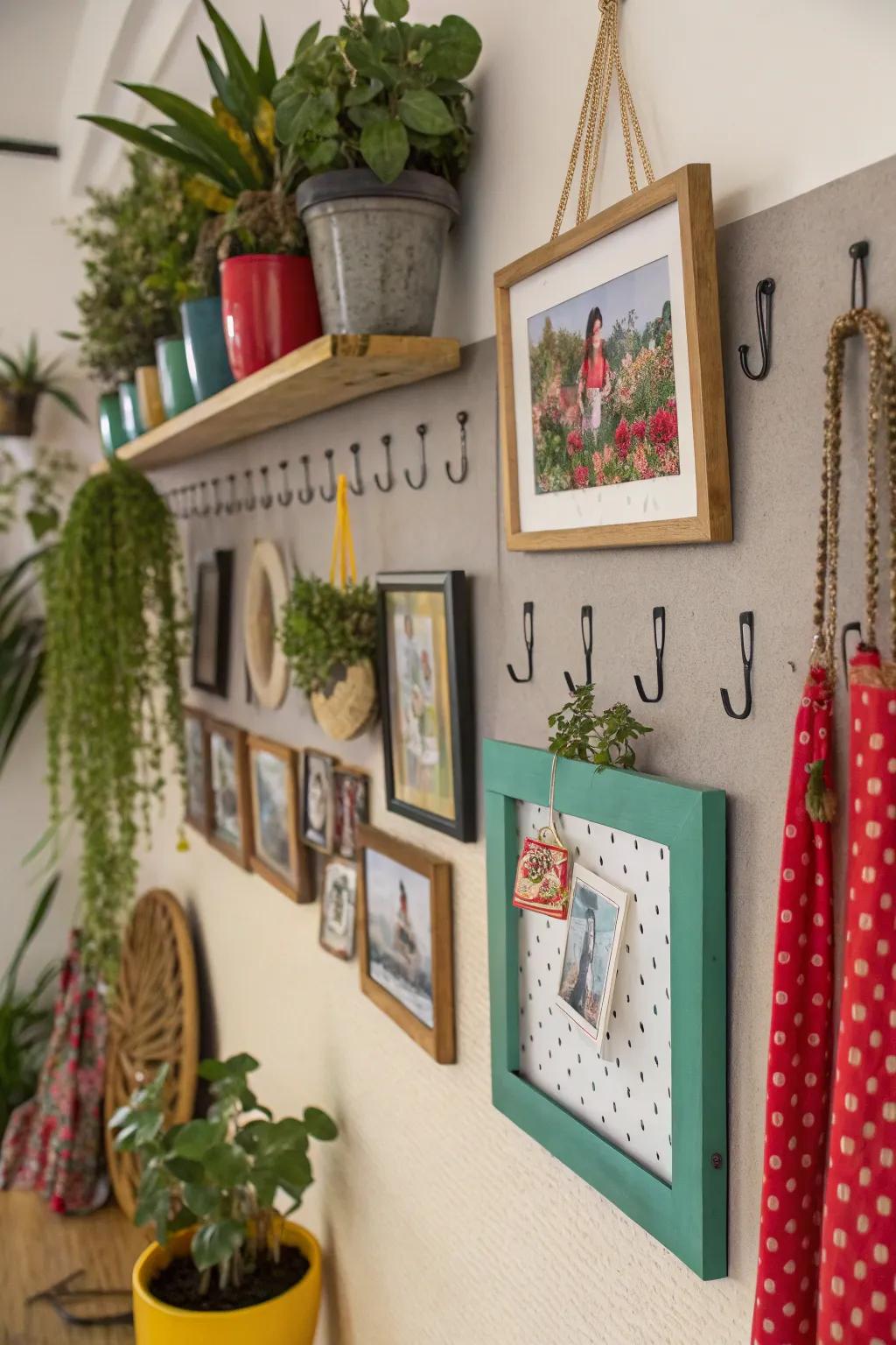 Use detachable hooks for wall decor.