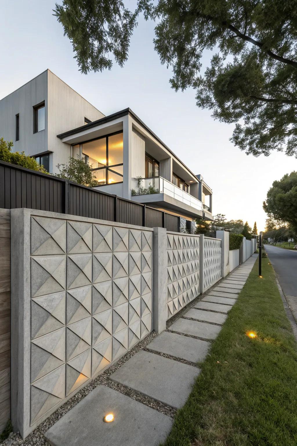 Solid geometric stone fences are both modern and impressive.