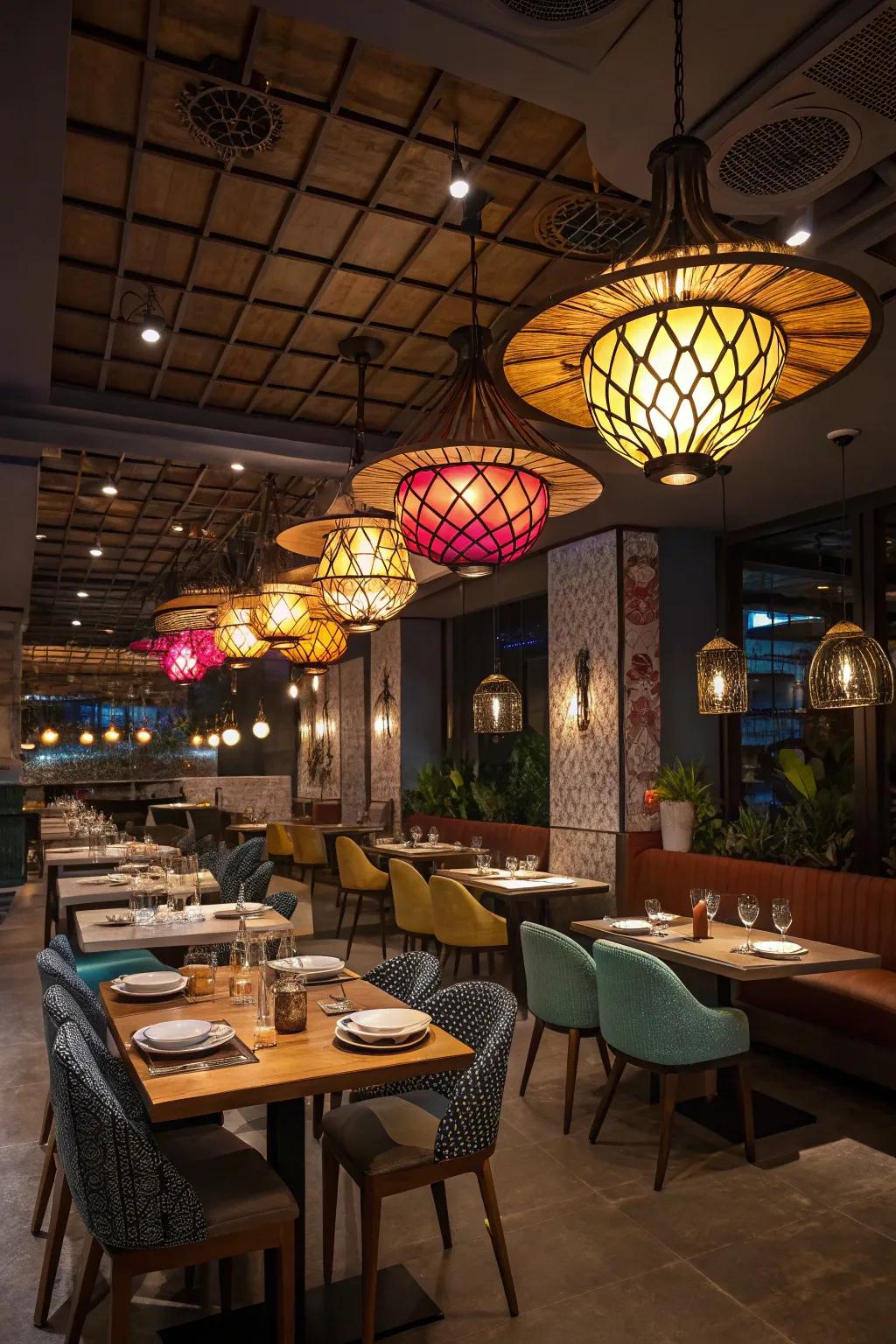 Imaginative lighting structures make a striking expression.