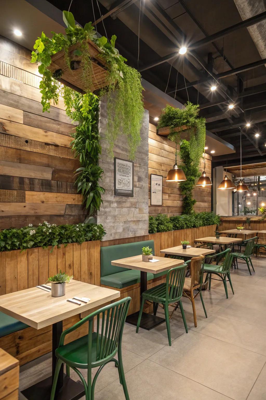 Eco-friendly design choices make eco-conscious diners happy.