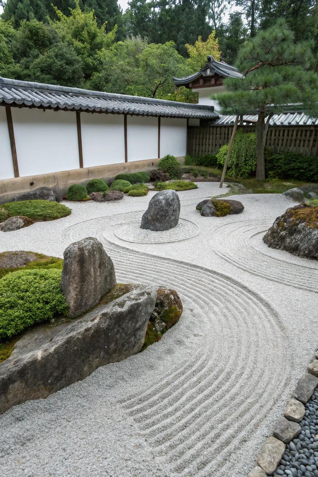 Discover peace in a Zen stone garden.