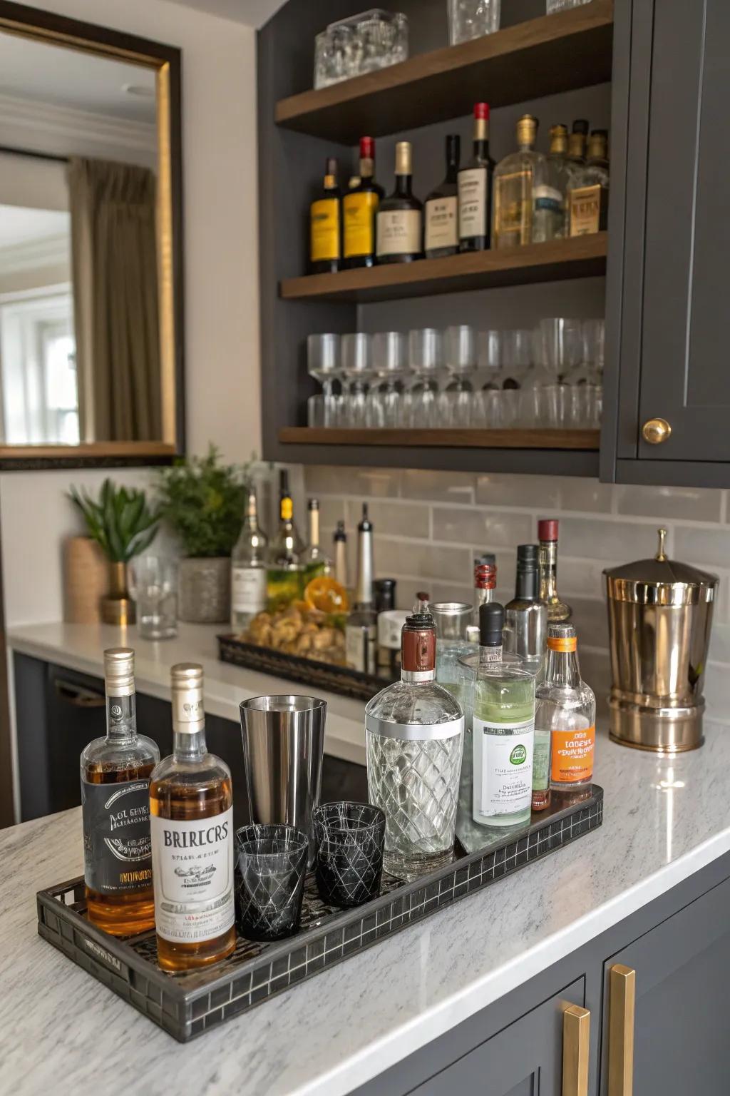 A cocktail bar adds a dash of sophistication and cheer.
