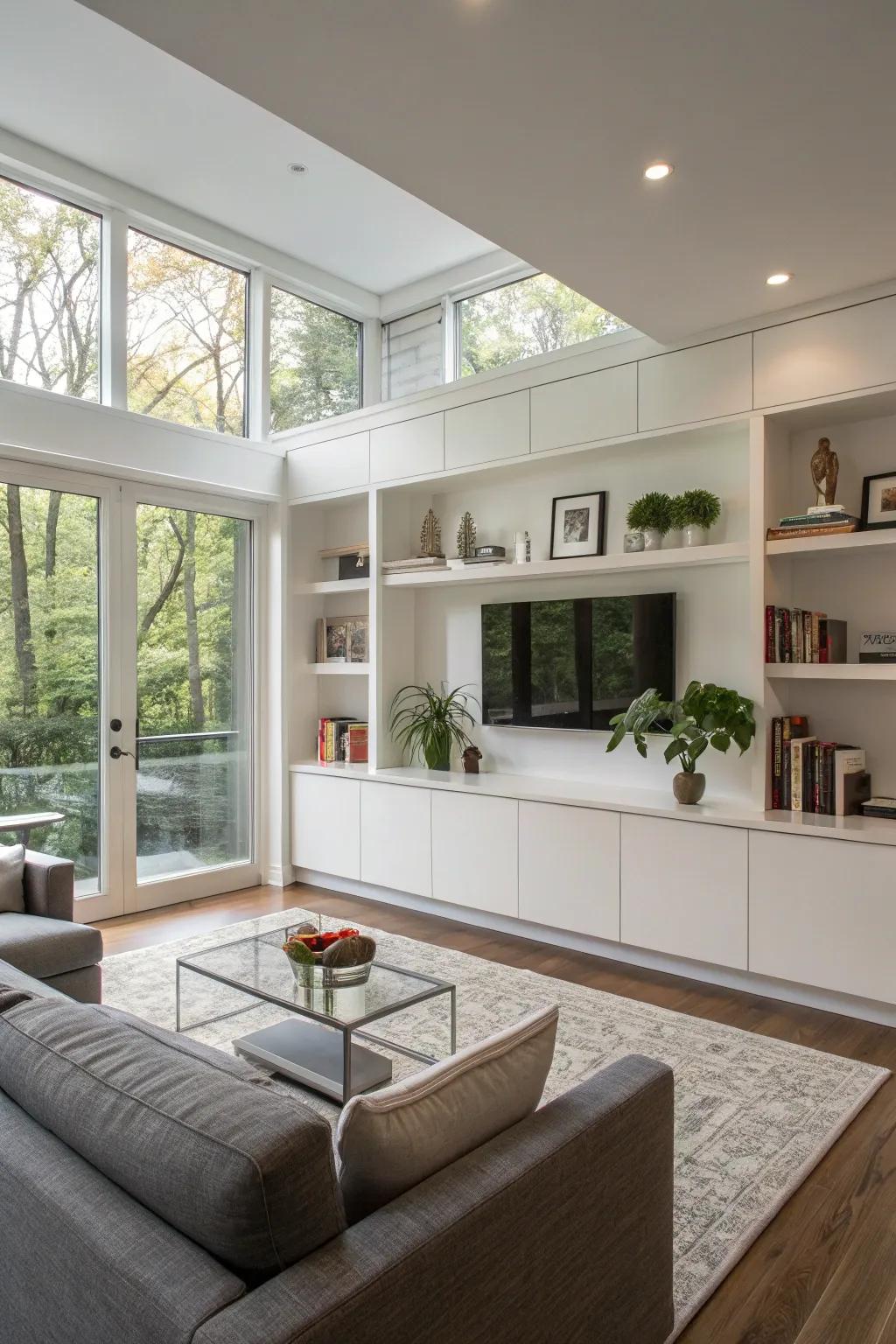 A personalized partial wall designed to integrate seamlessly into a modern living area.