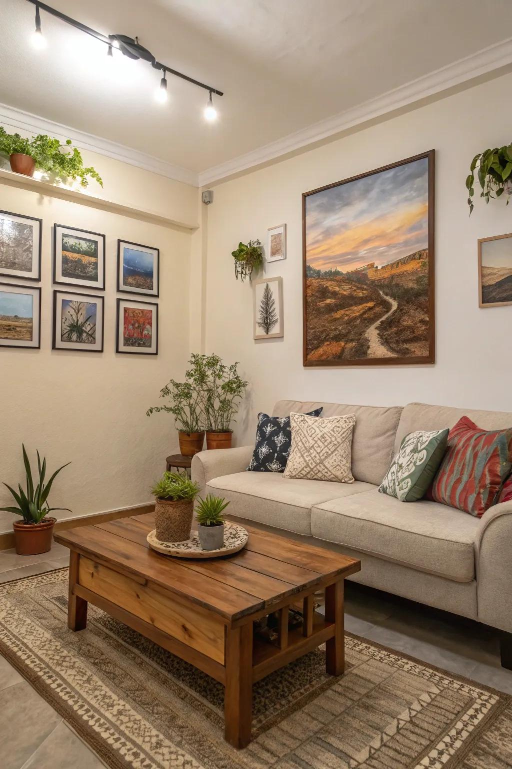 Art adding personal touches to the room.