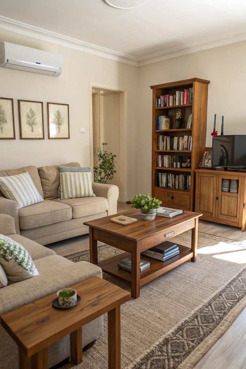 A room showcasing a functional layout that maximizes space and usability.