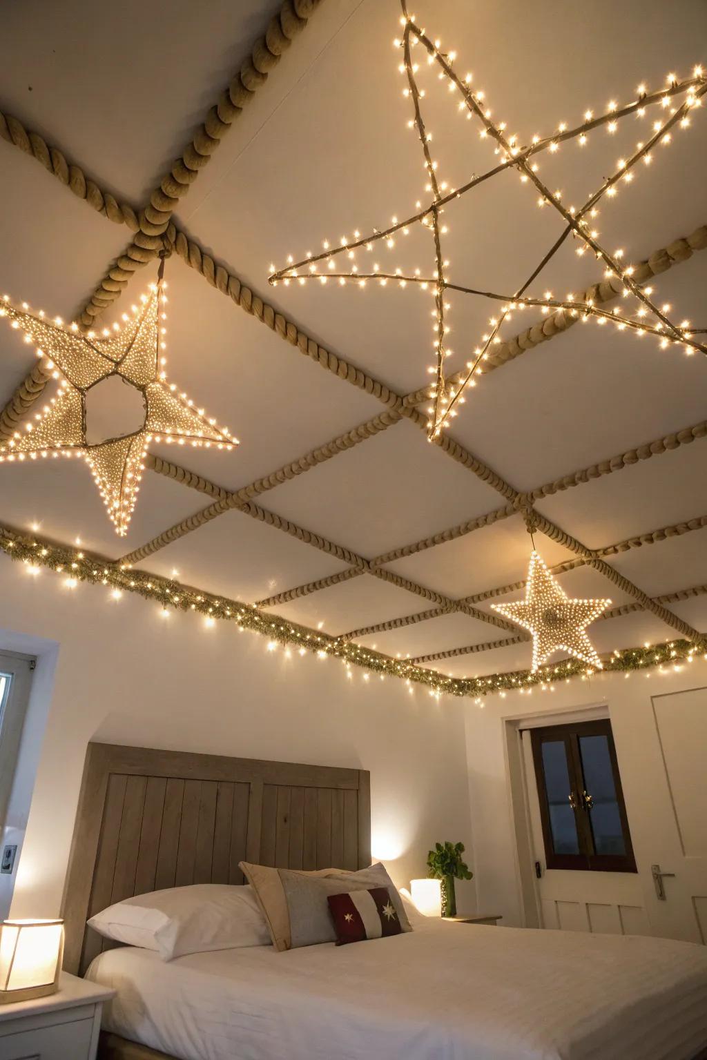 Bring the stars indoors with a light strand constellation ceiling.