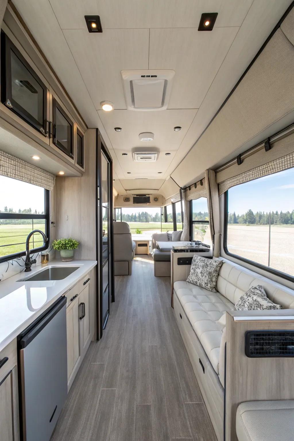 Open spaces fashion a sense of freedom and spaciousness.