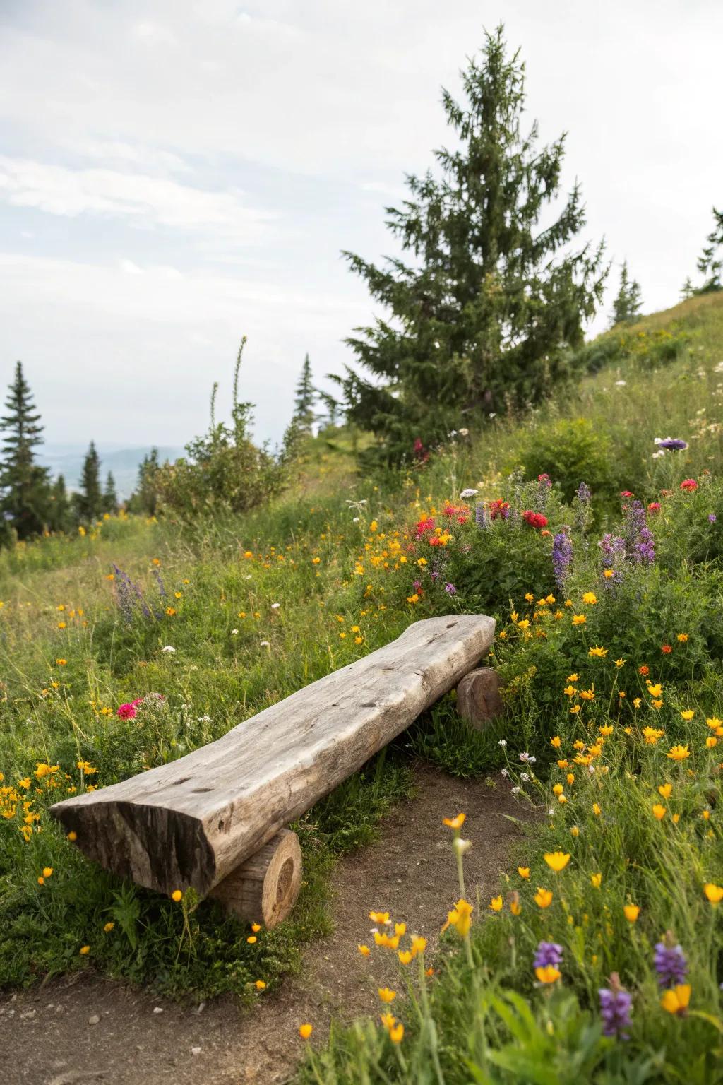 A straightforward log bench offering natural charm.