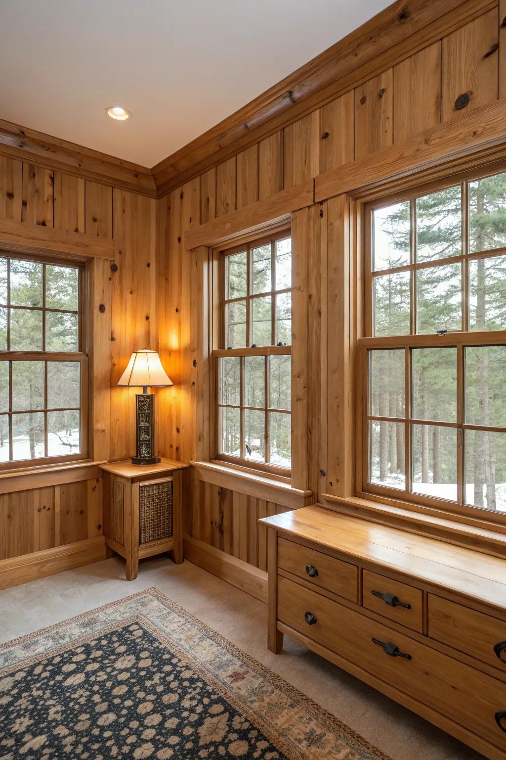 Matching casings and paneling create a unified design.