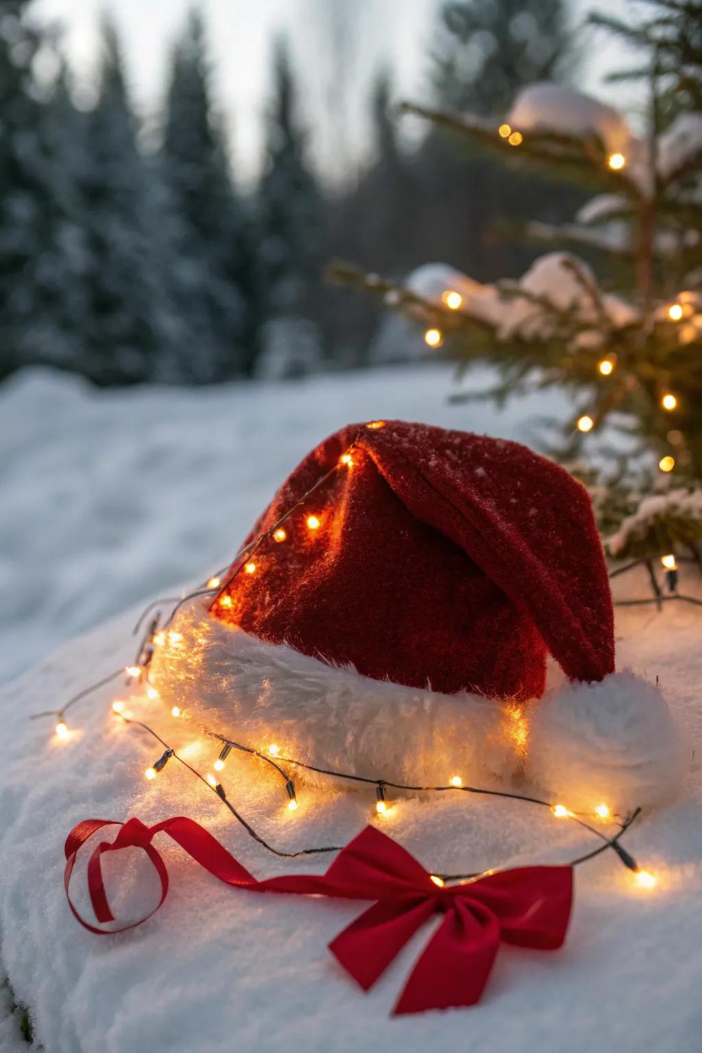 Illuminate your hat with twinkling LED lights for a magical effect.