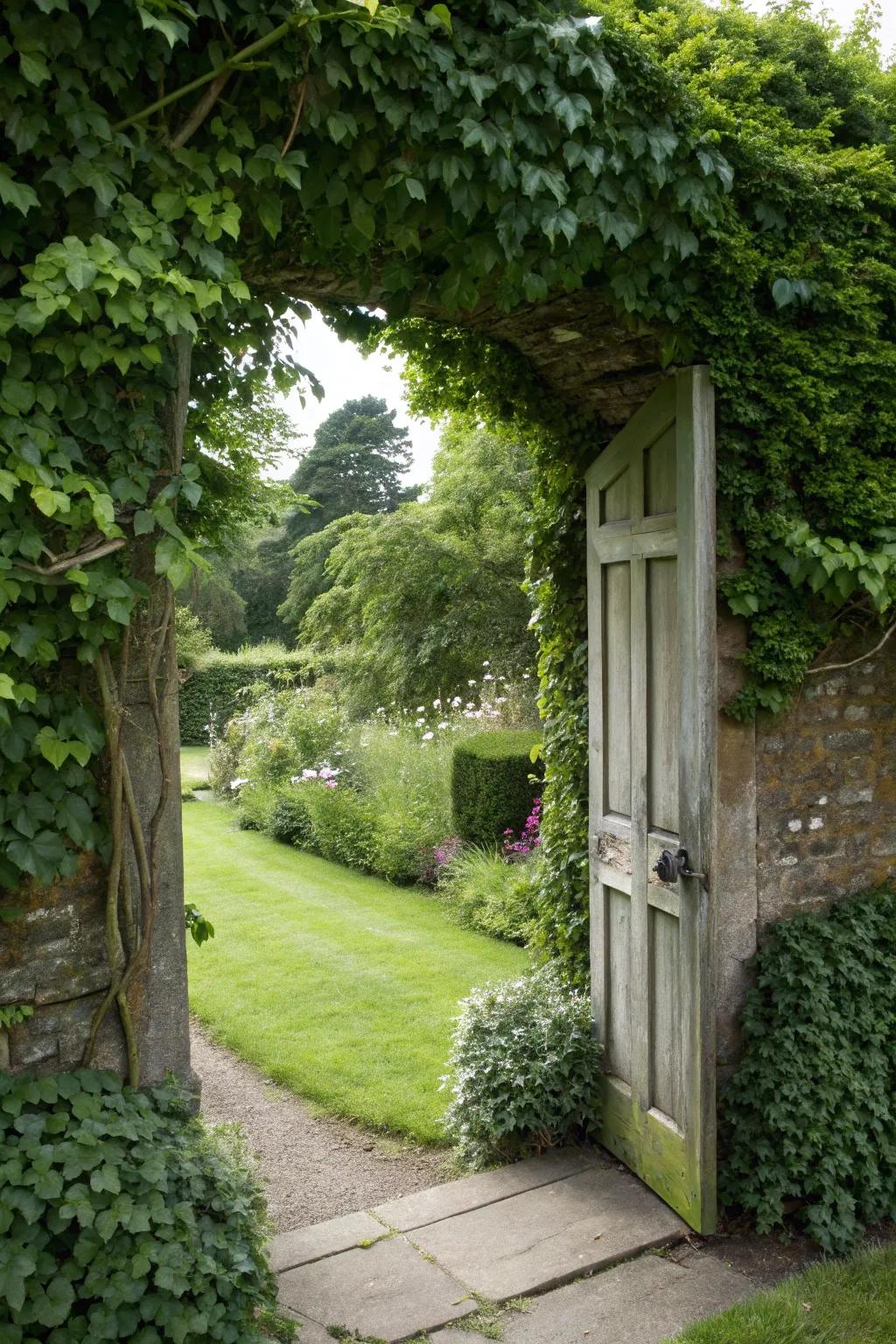 Within plain sight, this garden entrance is hidden by nature's camouflage.