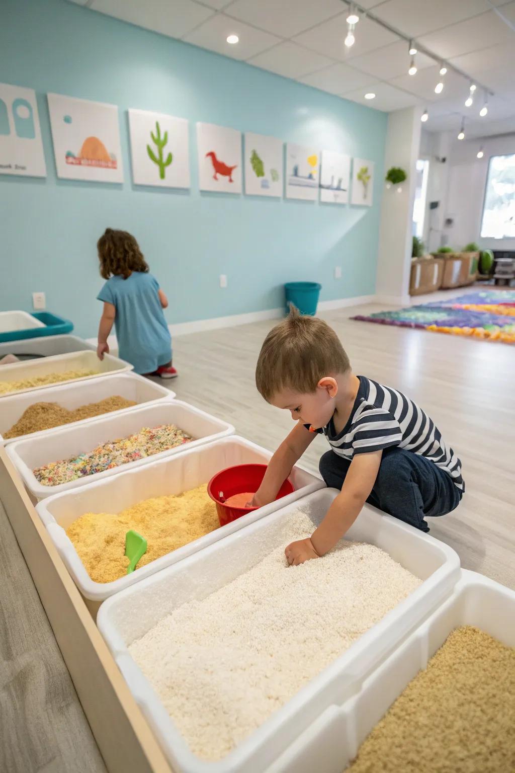 Sensory pails provide countless tactile discovery.