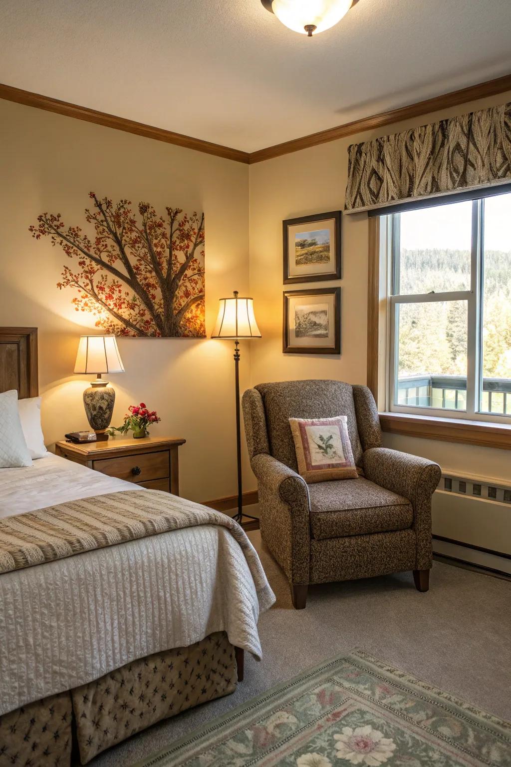 Comfortable seating areas welcome unwinding.