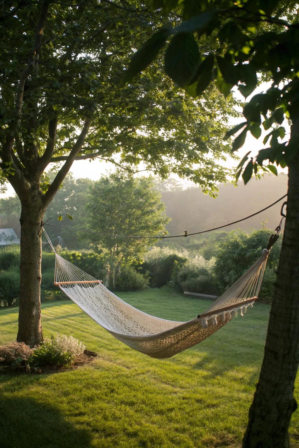 A hanging bed offers a supreme spot to unwind in the garden.