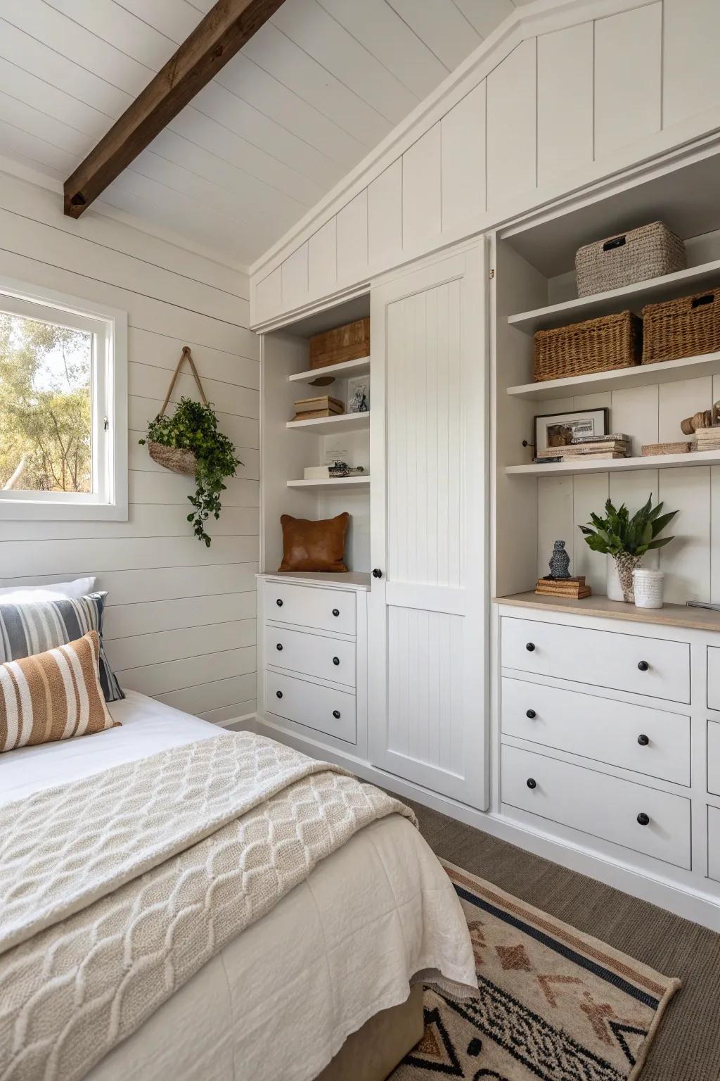 Integrated storage keeps your shed structured and clutter-free.