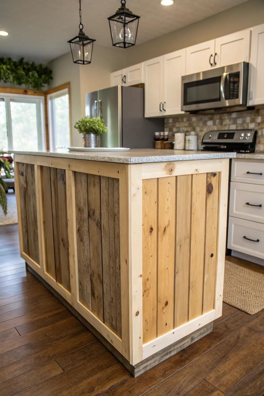A creative transformation of furniture into a horizontal panel island.