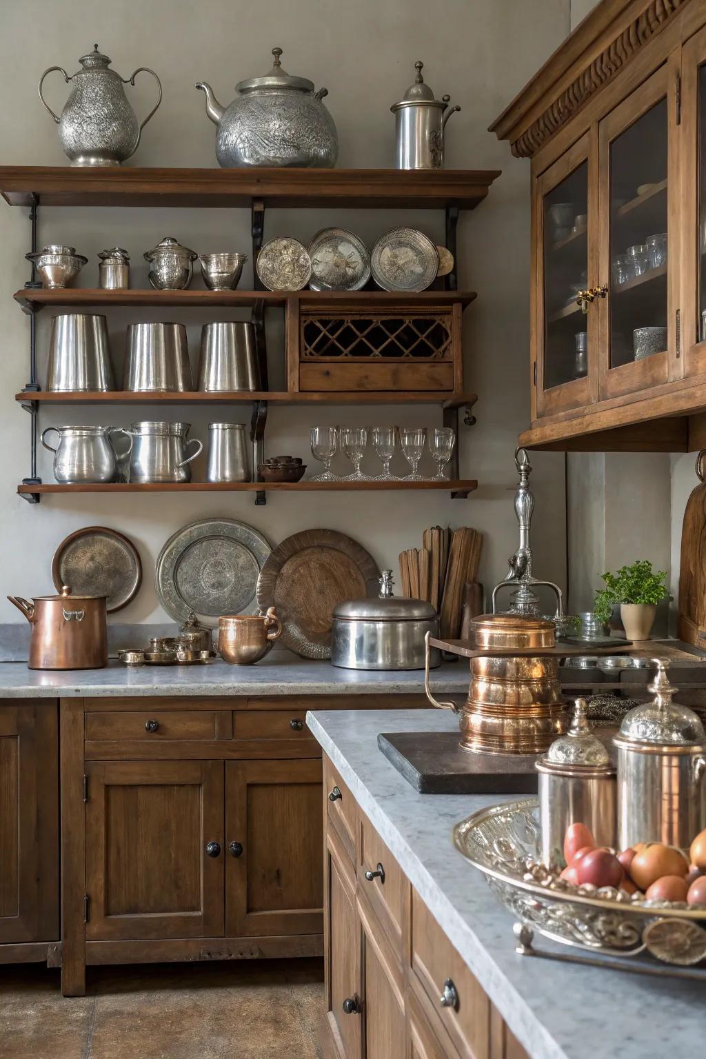 Mixed metallic elements append sophisticated effulgence to the cooking space.