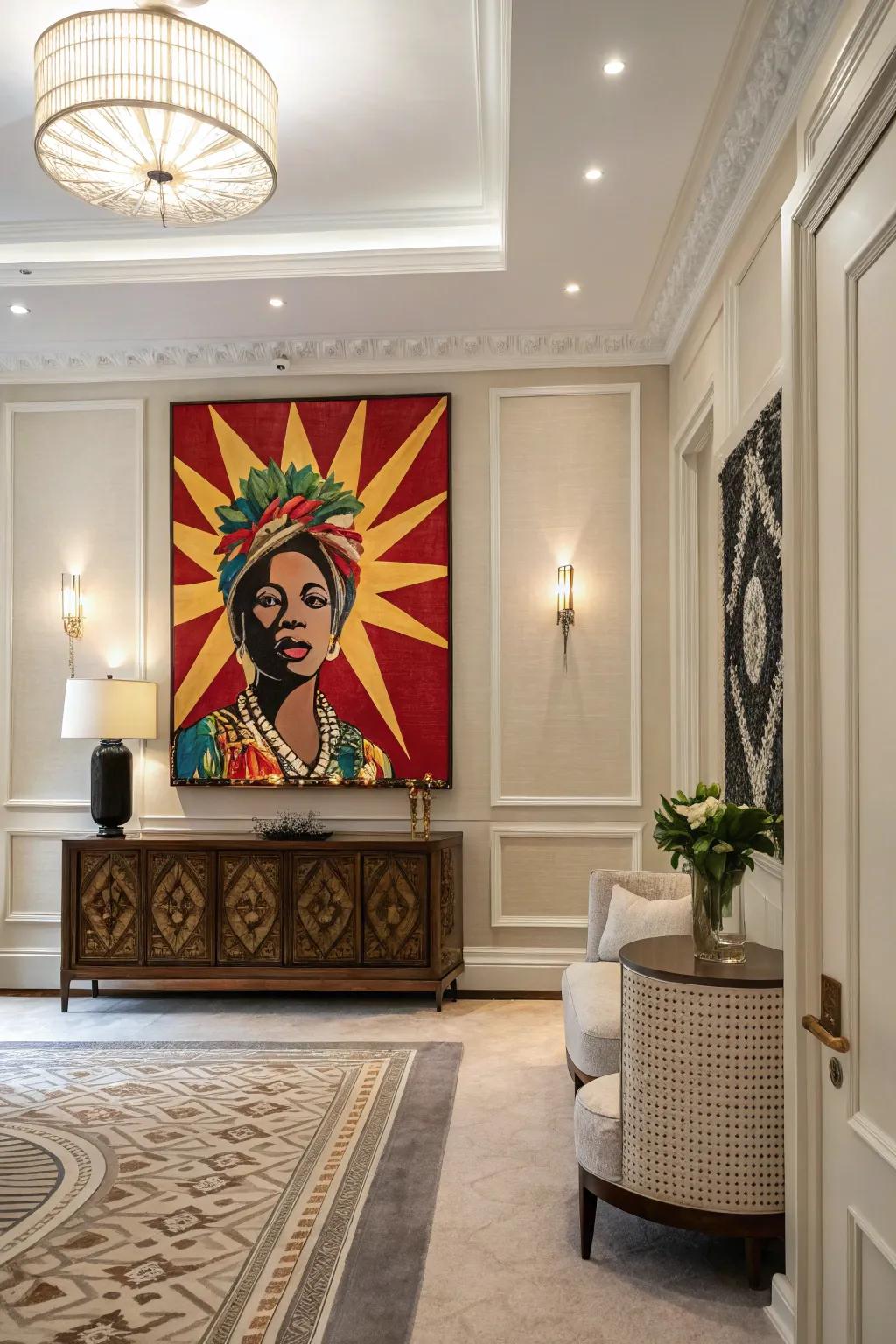 A room featuring a bold statement piece as the focal point.