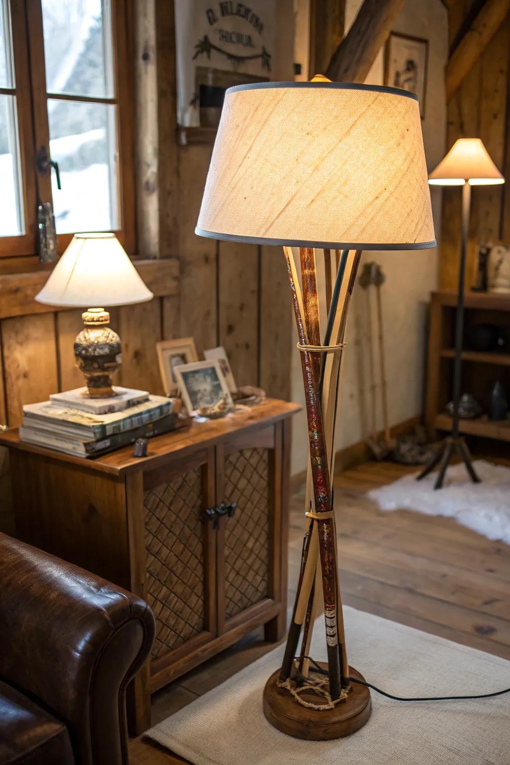 Illuminate your space with unique ski pole lamps.
