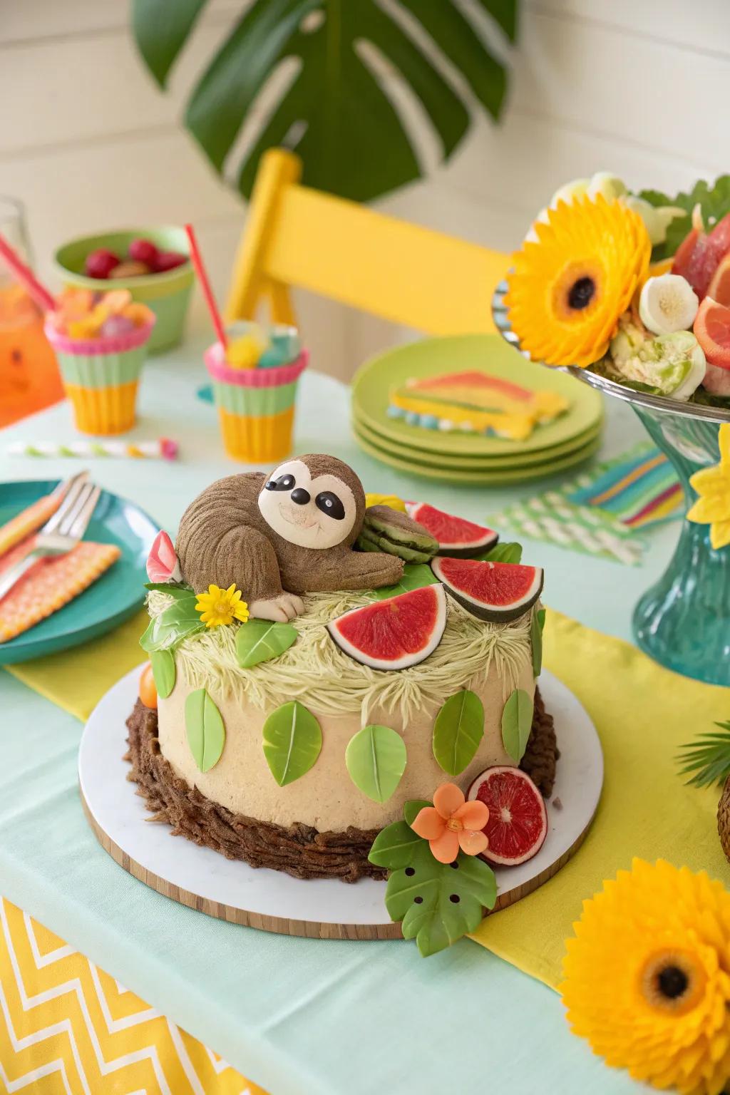 Tropical fruits bring bright flavors to the tranquil cake.