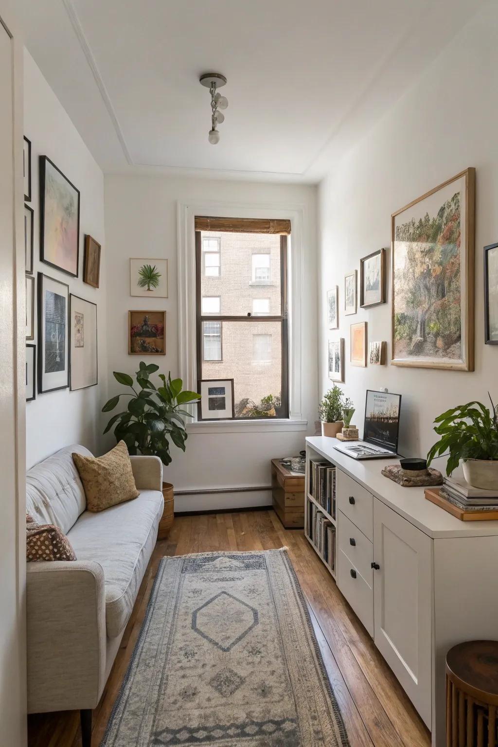 Understated decor with a personal touch elevates a small space.