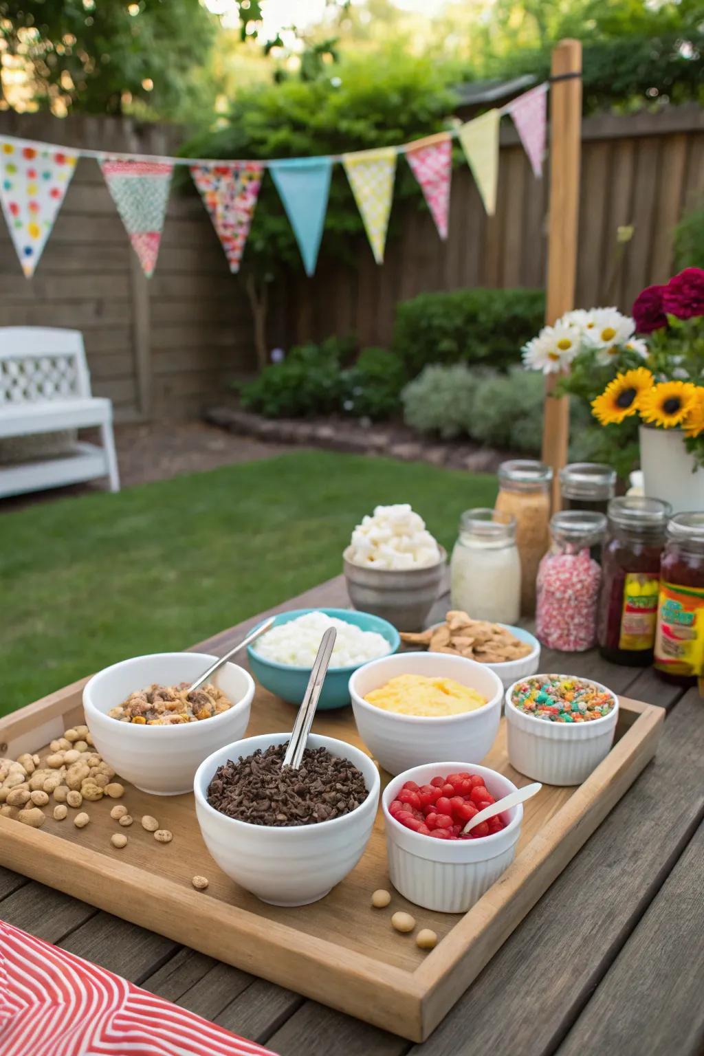 A tempting DIY ice cream bar with endless toppings