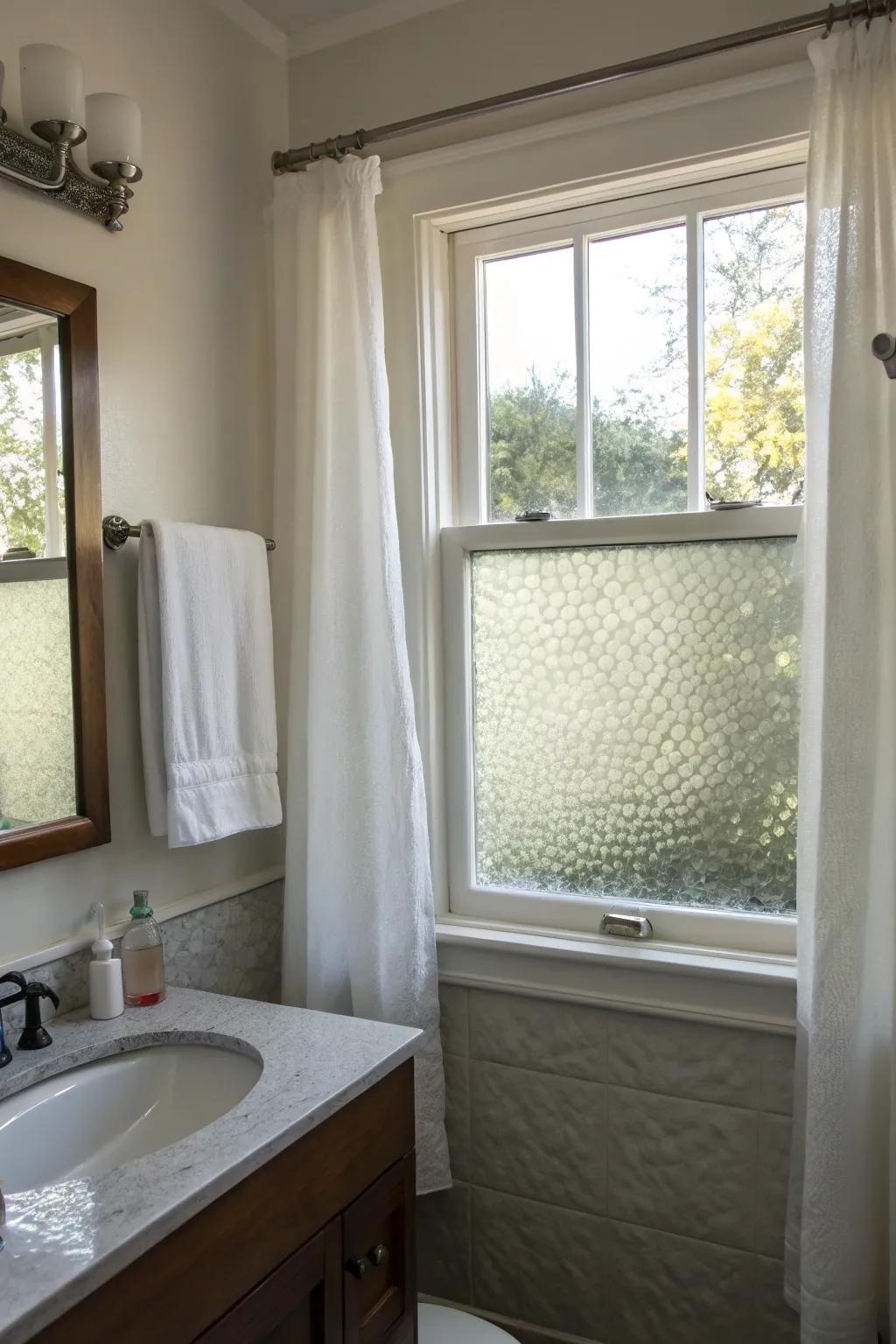 Faceted glass combines privacy with visual appeal.