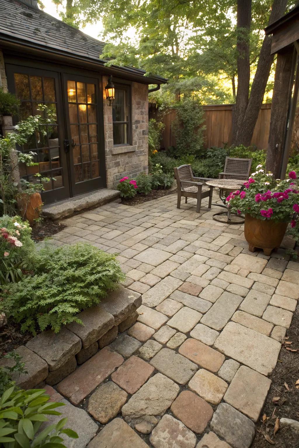 Repurposed resources lend distinct character to patio designs.