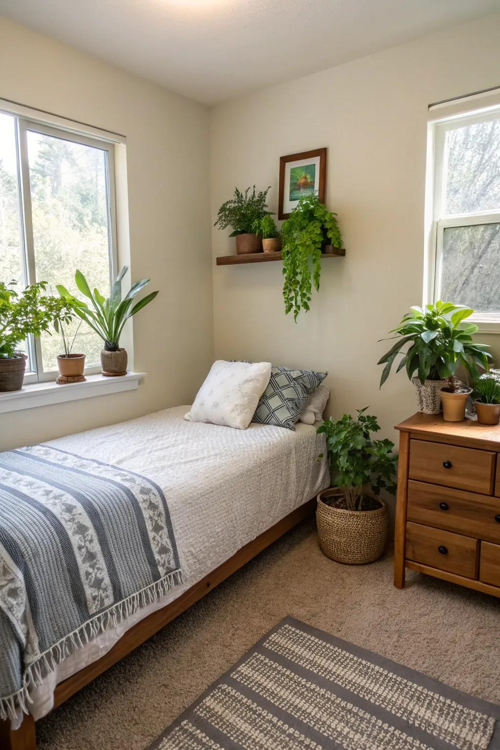Greenery imparts charm and vitality.