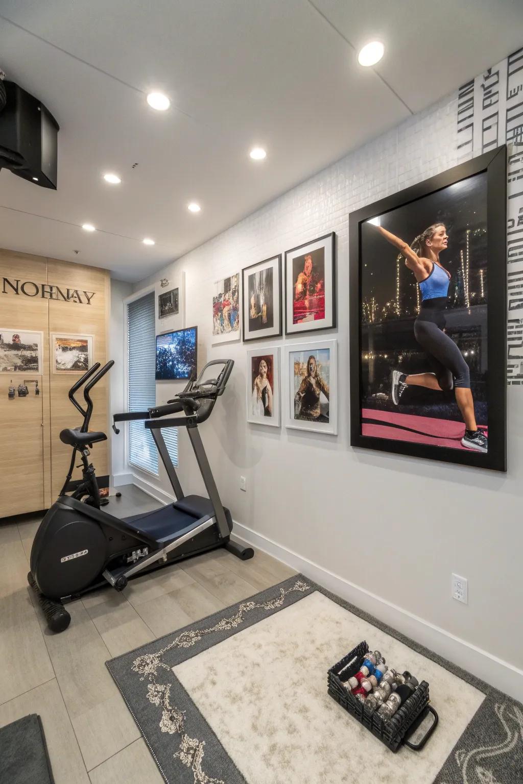 Inspirational pictures add drive and vitality to your gym.