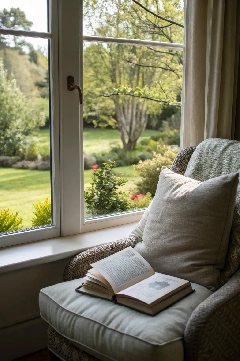 Enjoying outdoor vistas enhances your reading experience.