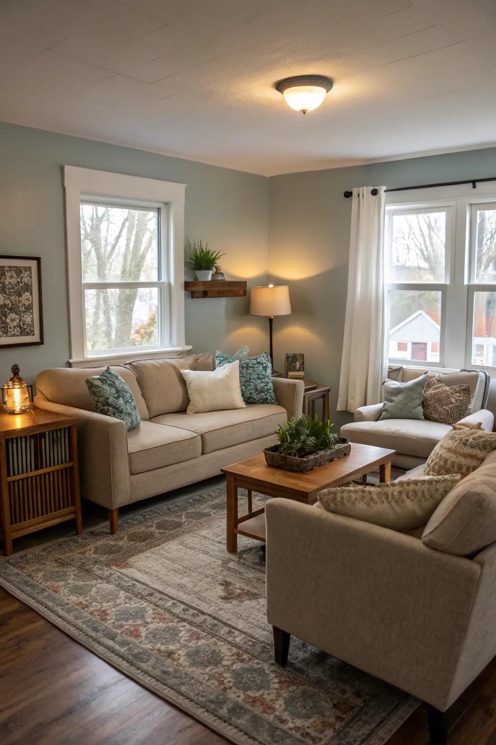 Open arrangements enhance the sense of space.