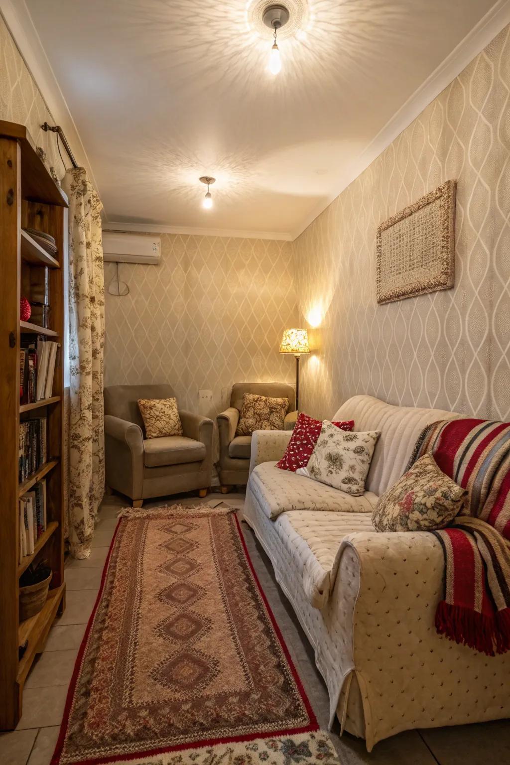 Varied fabrics introduce depth and allure to your living area.