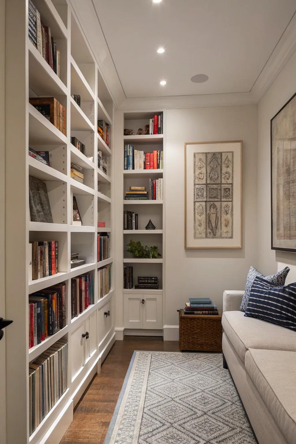 Using vertical space can visually expand the height of a room.