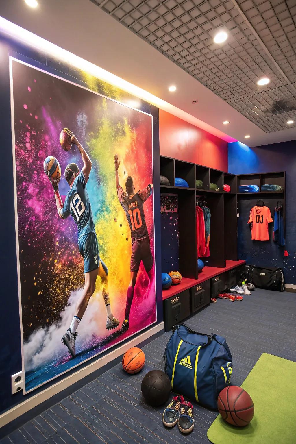 Infuse your area with energy using vibrant sports visuals.