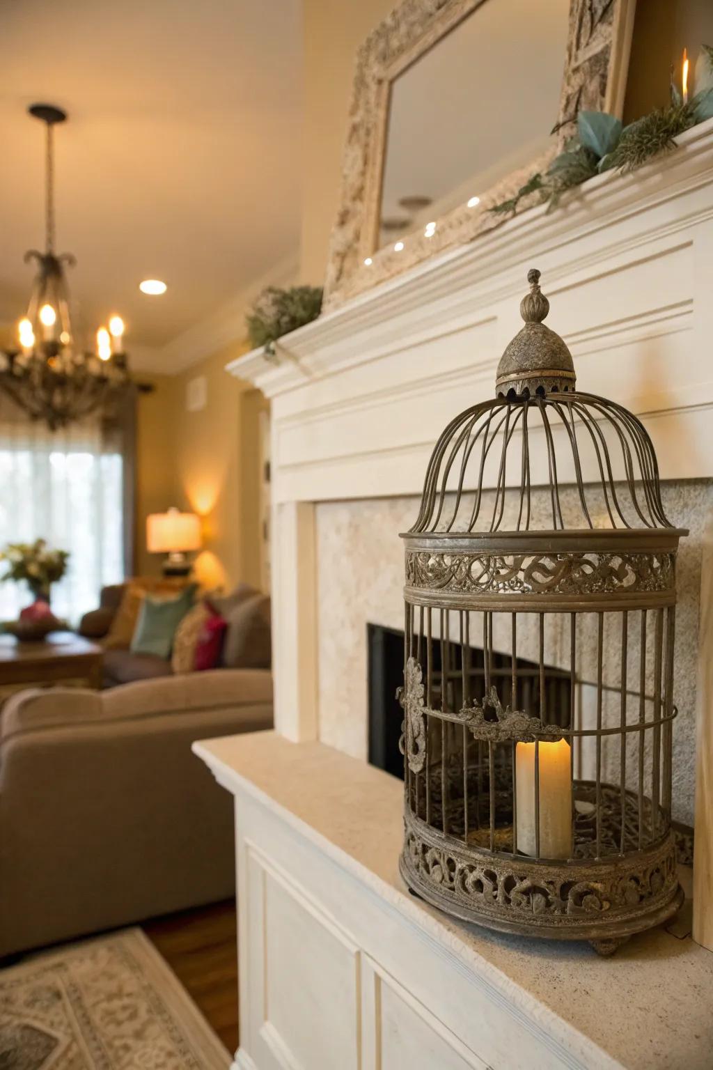 Unforeseen objects can contribute a distinctive twist to your mantel.