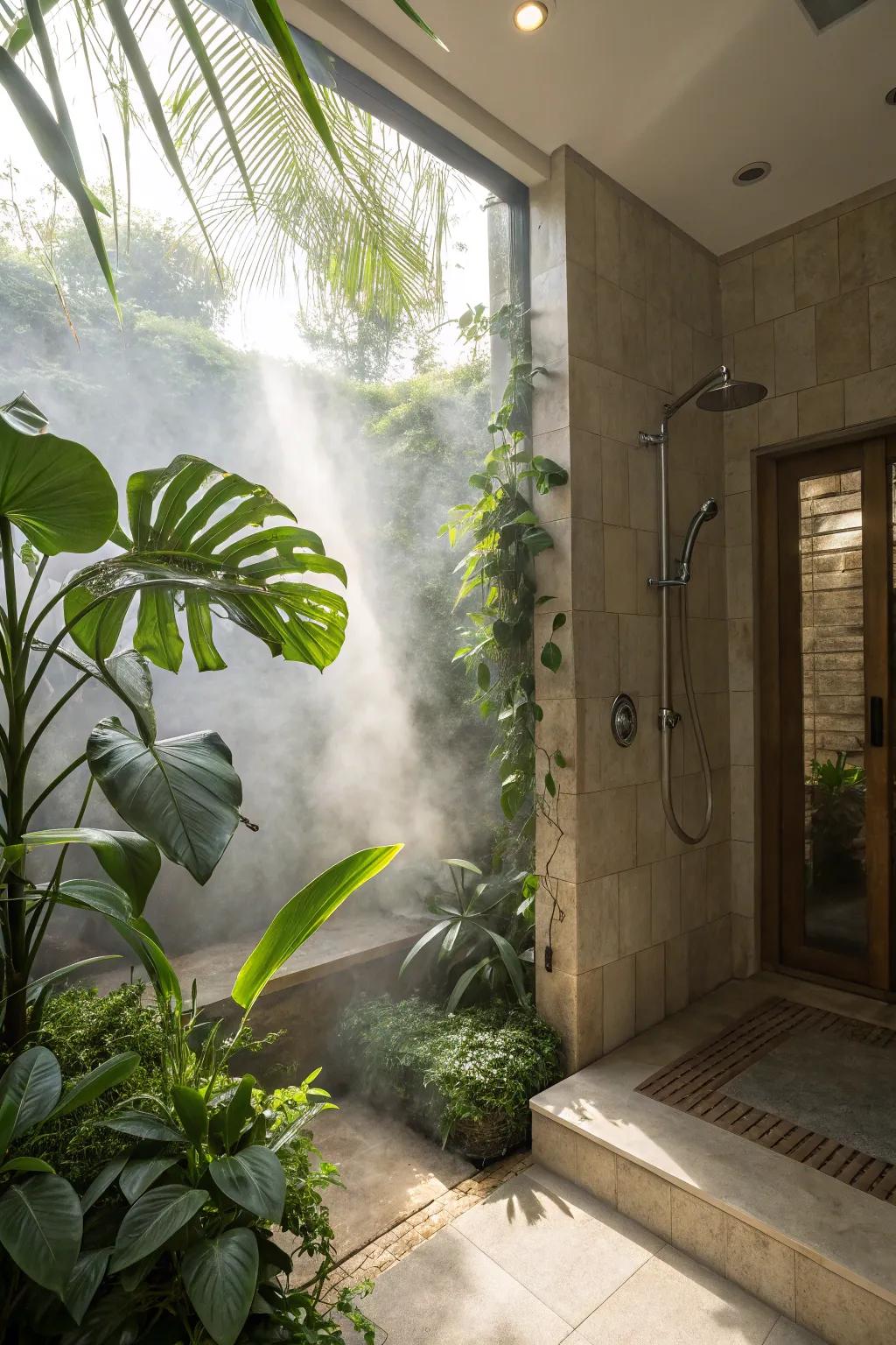 Plant touches give freshness and vitality to steam showers.