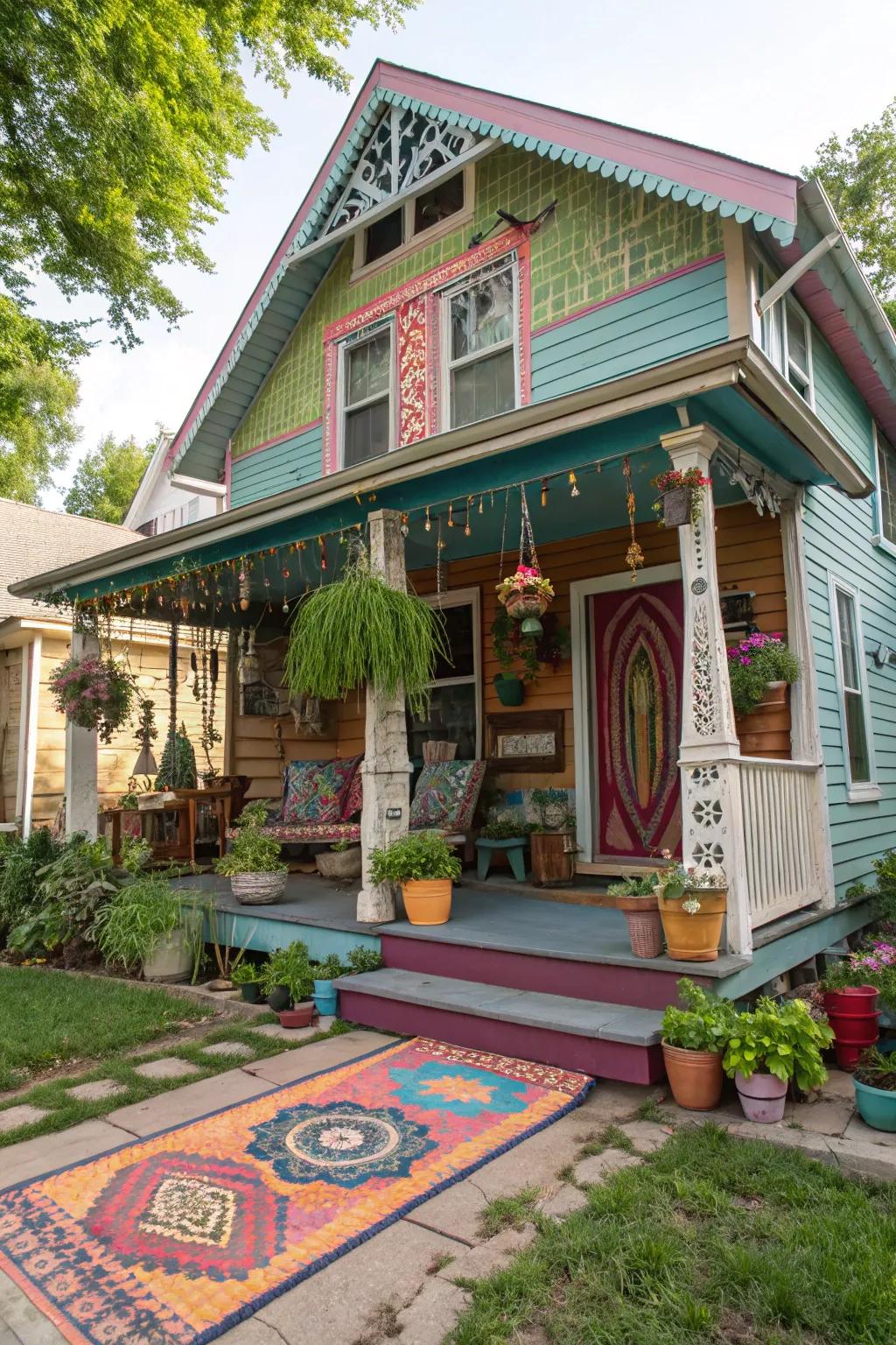 A lively bohemian summer house, full of color and creativity.