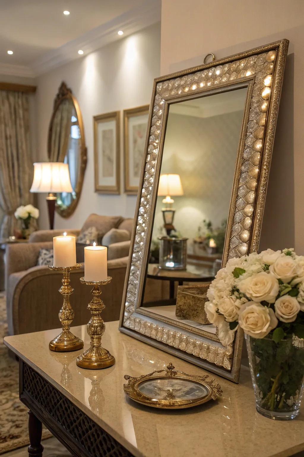 Looking glasses can make your family room feel more extensive and radiant.