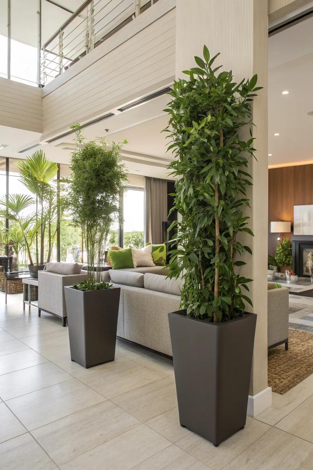 Separate spaces beautifully with high container dividers.