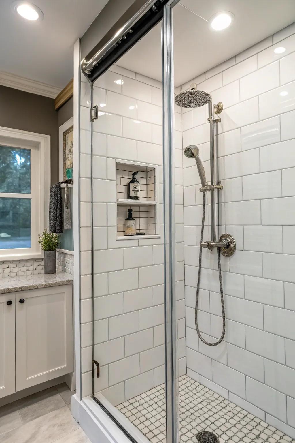 Inner corner trims provide a polished, professional look for tiled corners.