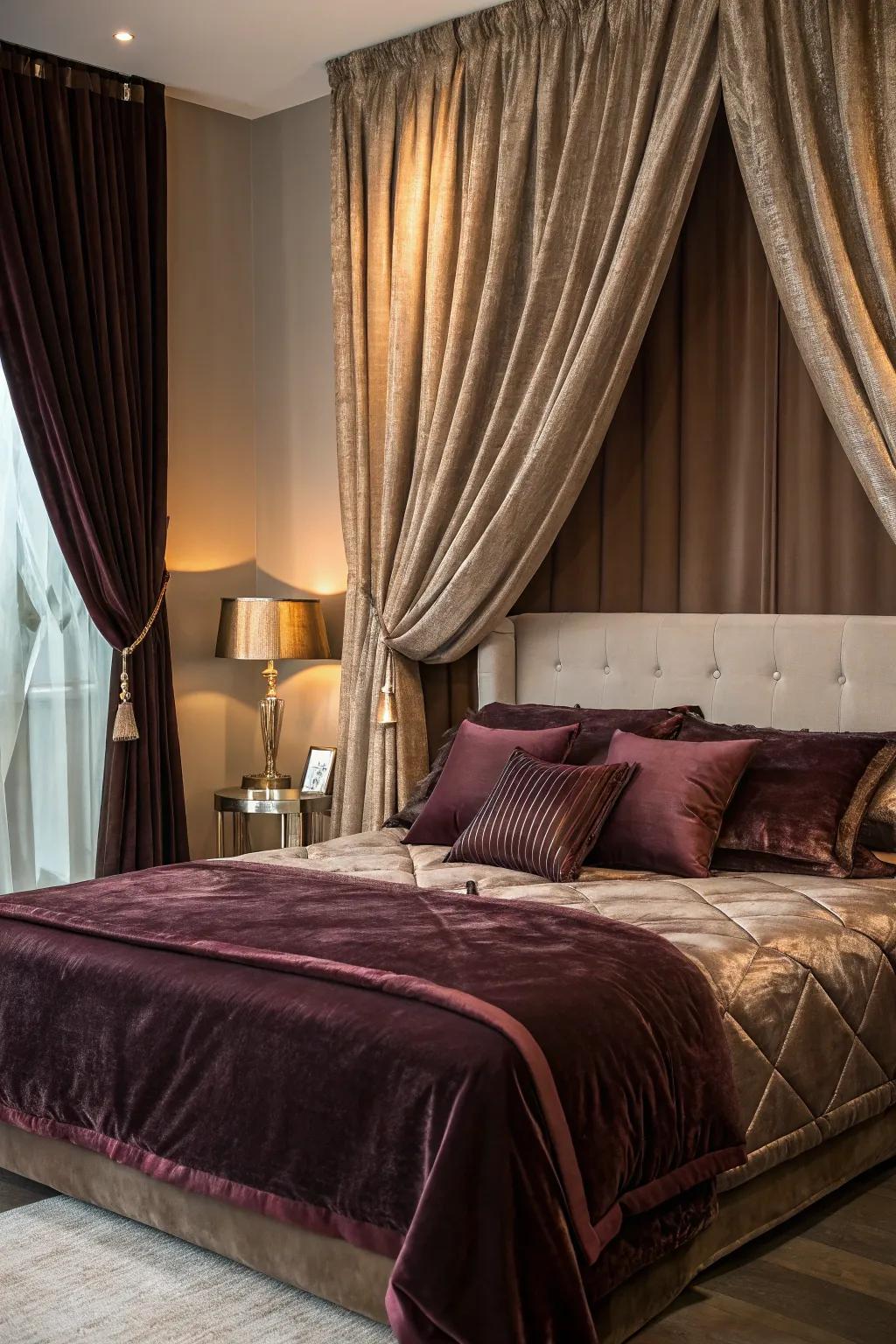 Sumptuous textures like velvet and silk add dimension.