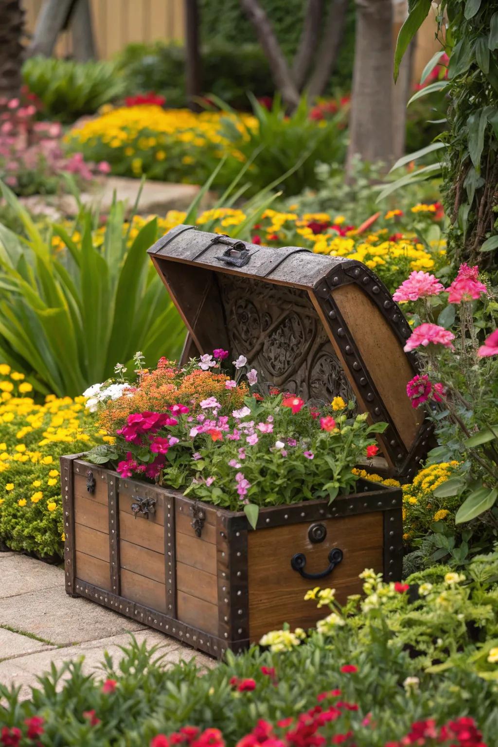 A keepsake box planter brings charm to your garden.