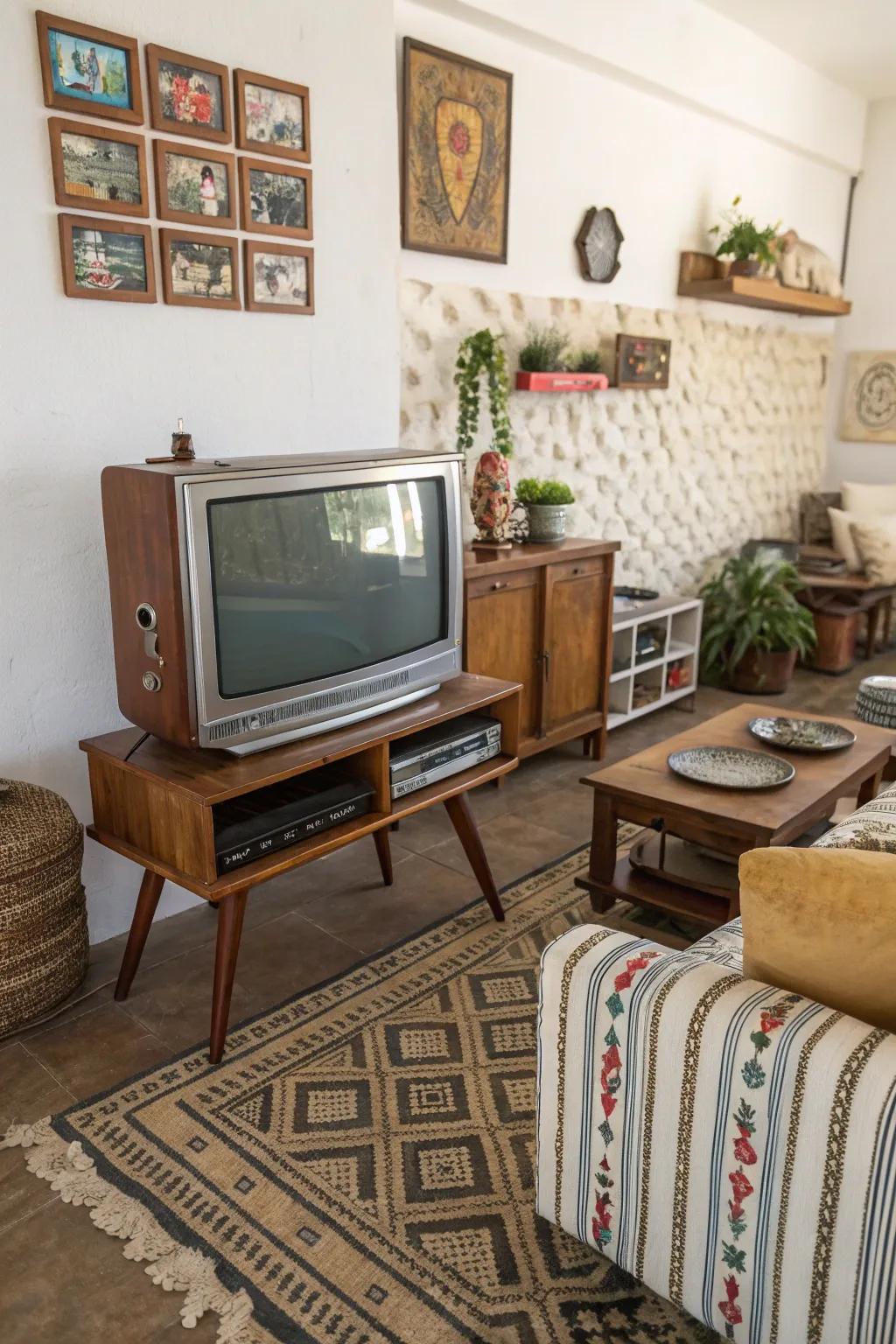 Bring a retro vibe with a vintage-inspired TV frame.