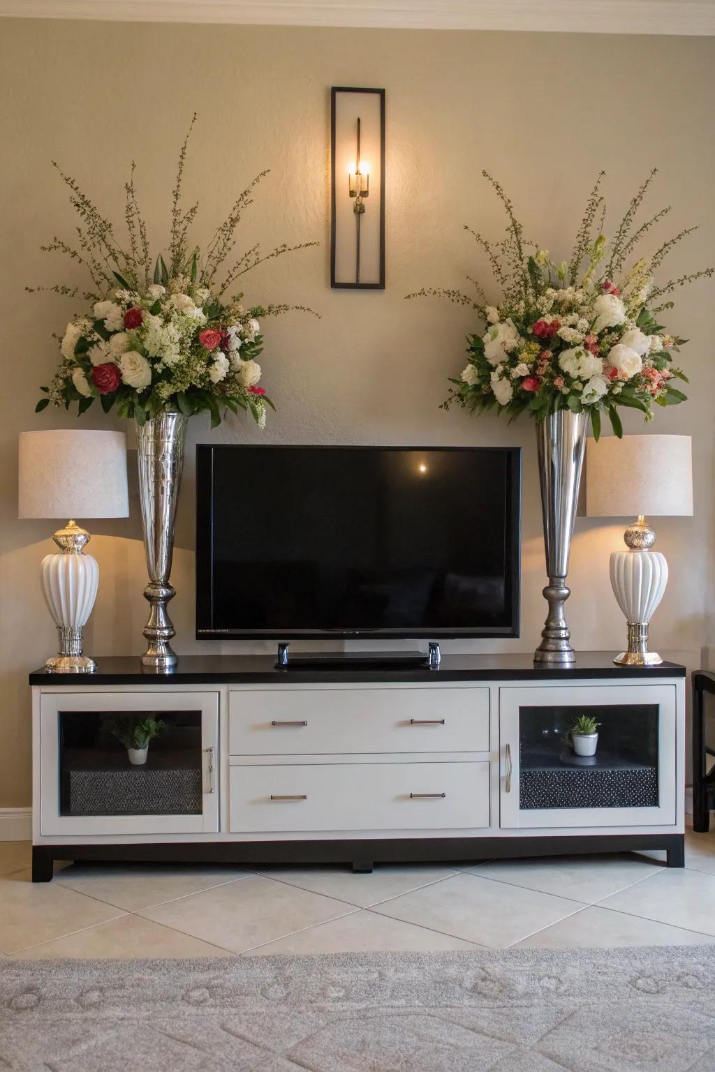 A symmetrical arrangement offers a harmonious and pleasing aesthetic.