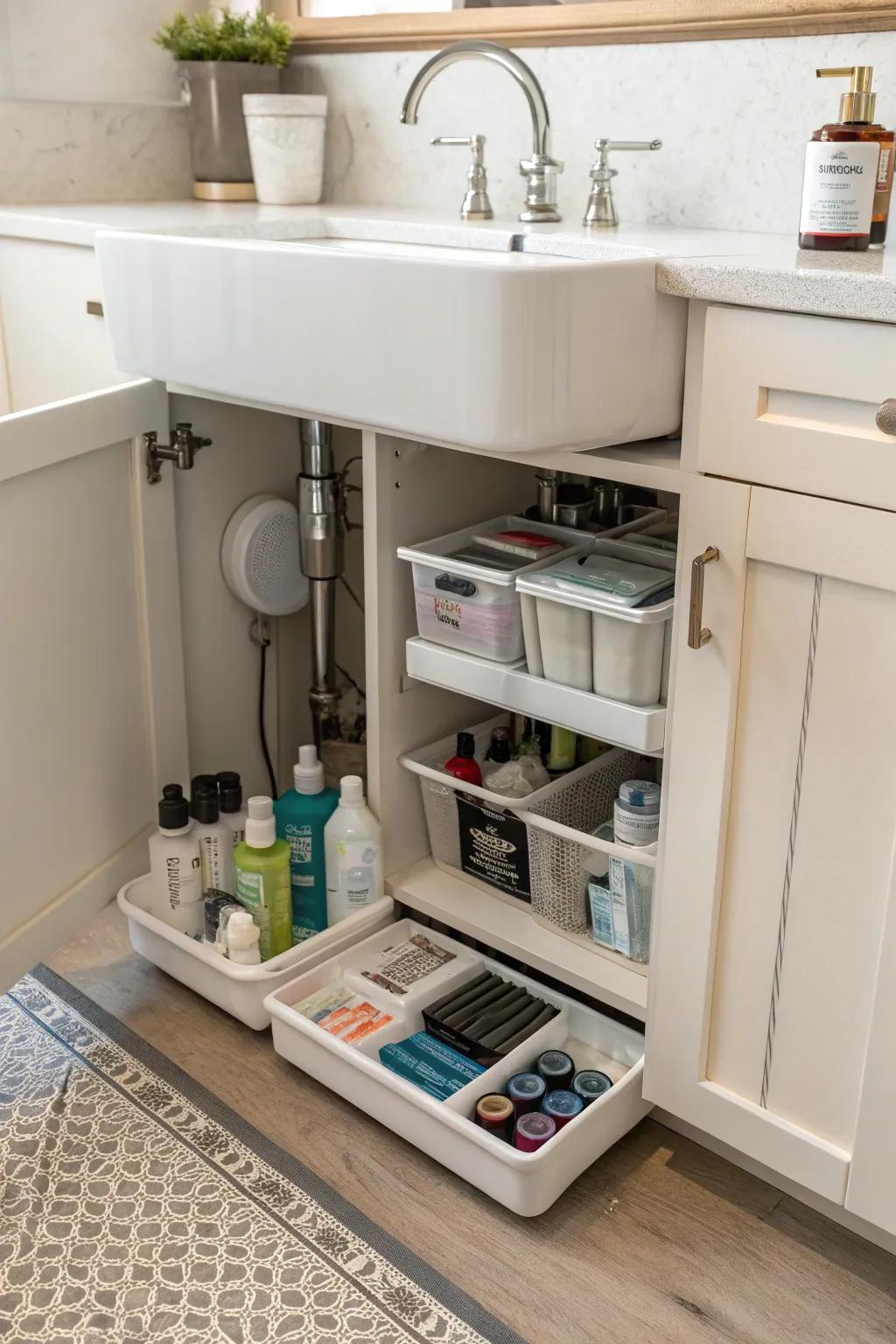 A compact setup keeps the space under your sink tidy and useful.