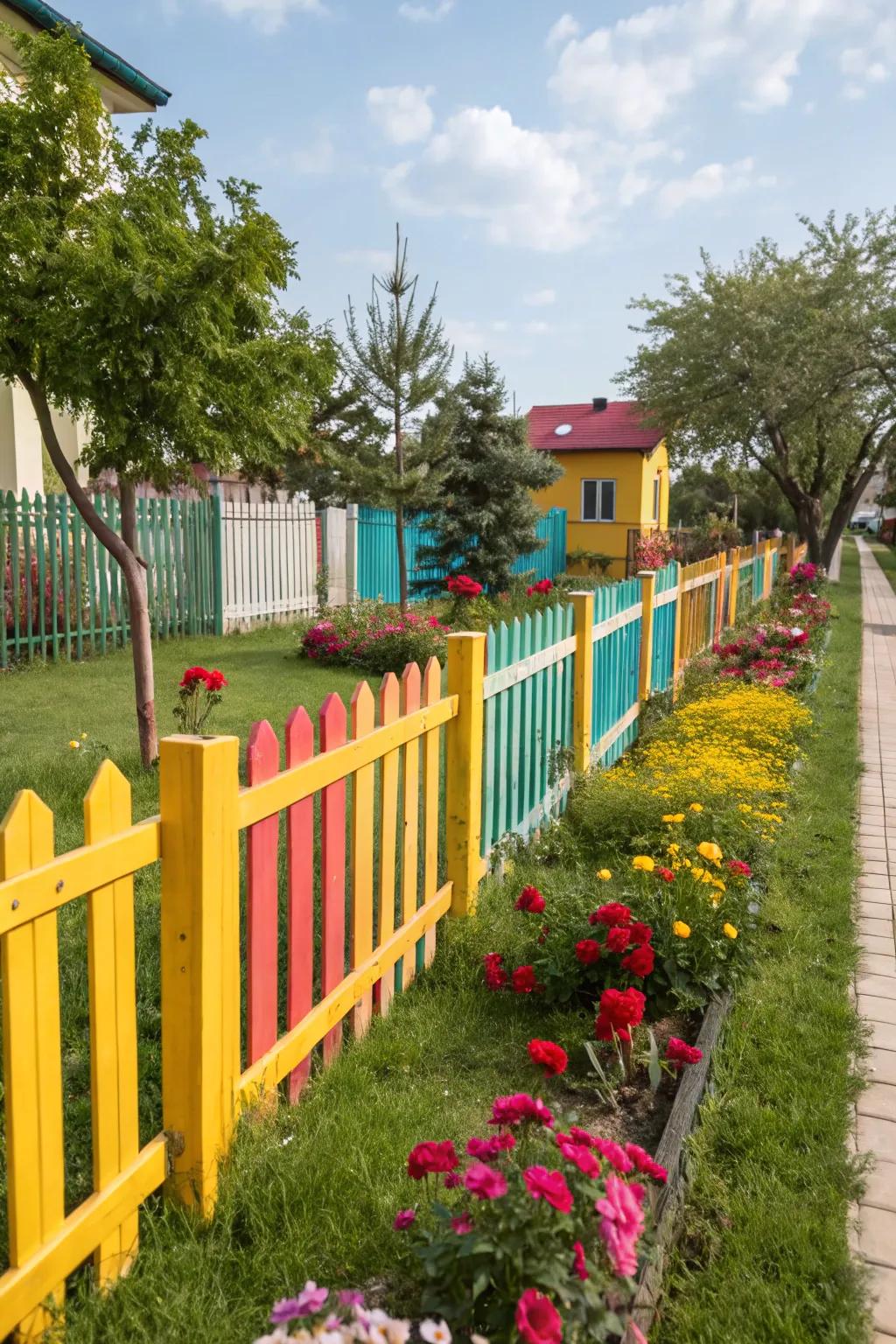 A splash of color can transform your fence into a captivating element.
